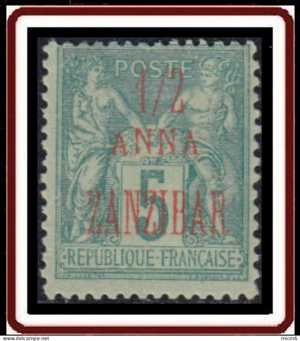 Zanzibar Bureau Français - N° 17a (YT) N° 37a (AM) Neuf *. Surcharge Rouge. - Unused Stamps