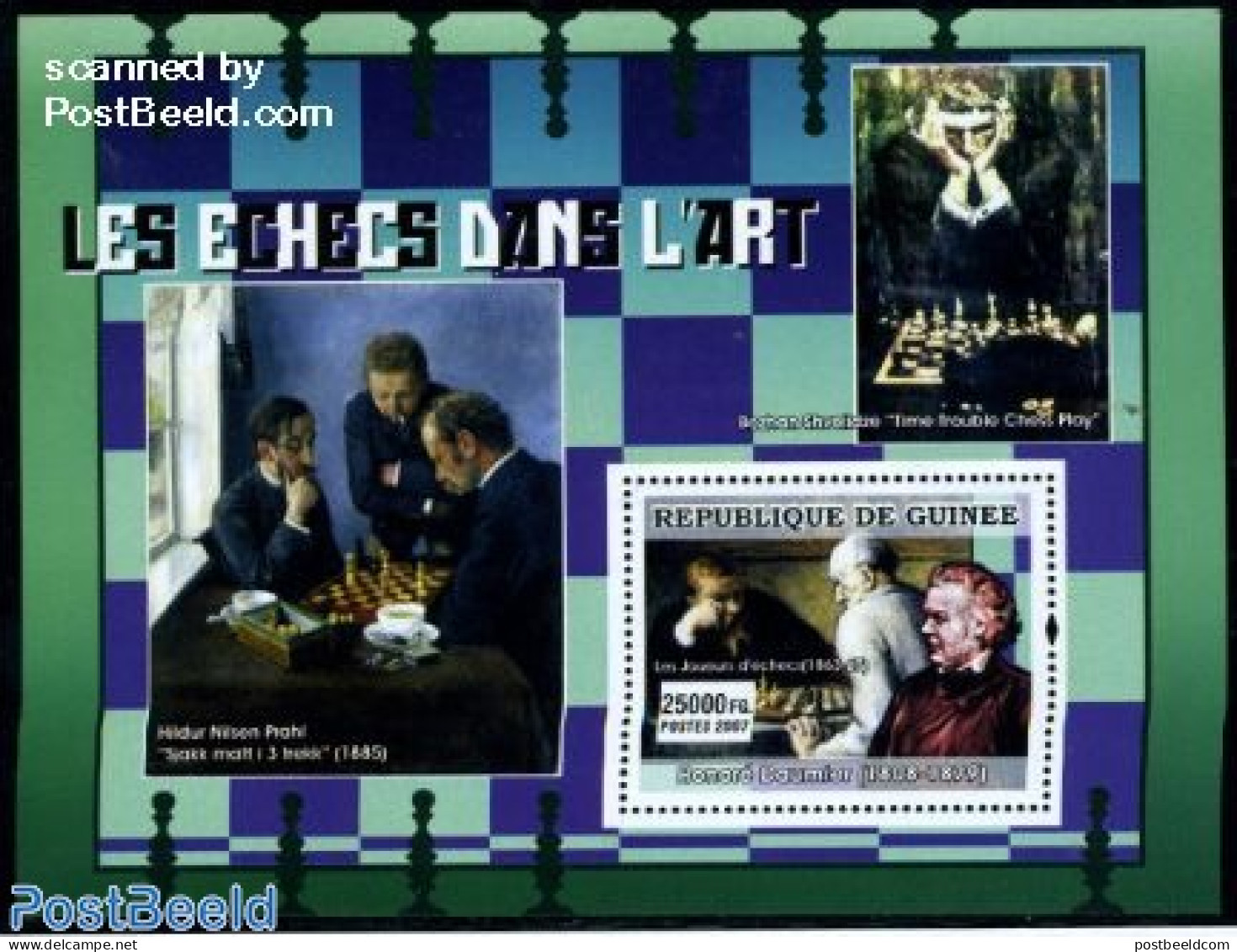 Guinea, Republic 2007 Chess In Art, Daumier S/s, Mint NH, Sport - Chess - Art - Paintings - Echecs