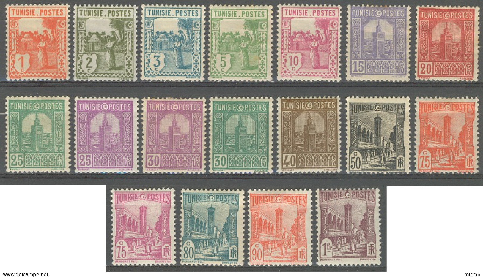 Tunisie 1923-1945 - N° 120 à 145 (YT) N° 120 à 139 & 141 à 146 (AM) Neufs *. 26 Valeurs, 2 Photos. - Nuovi