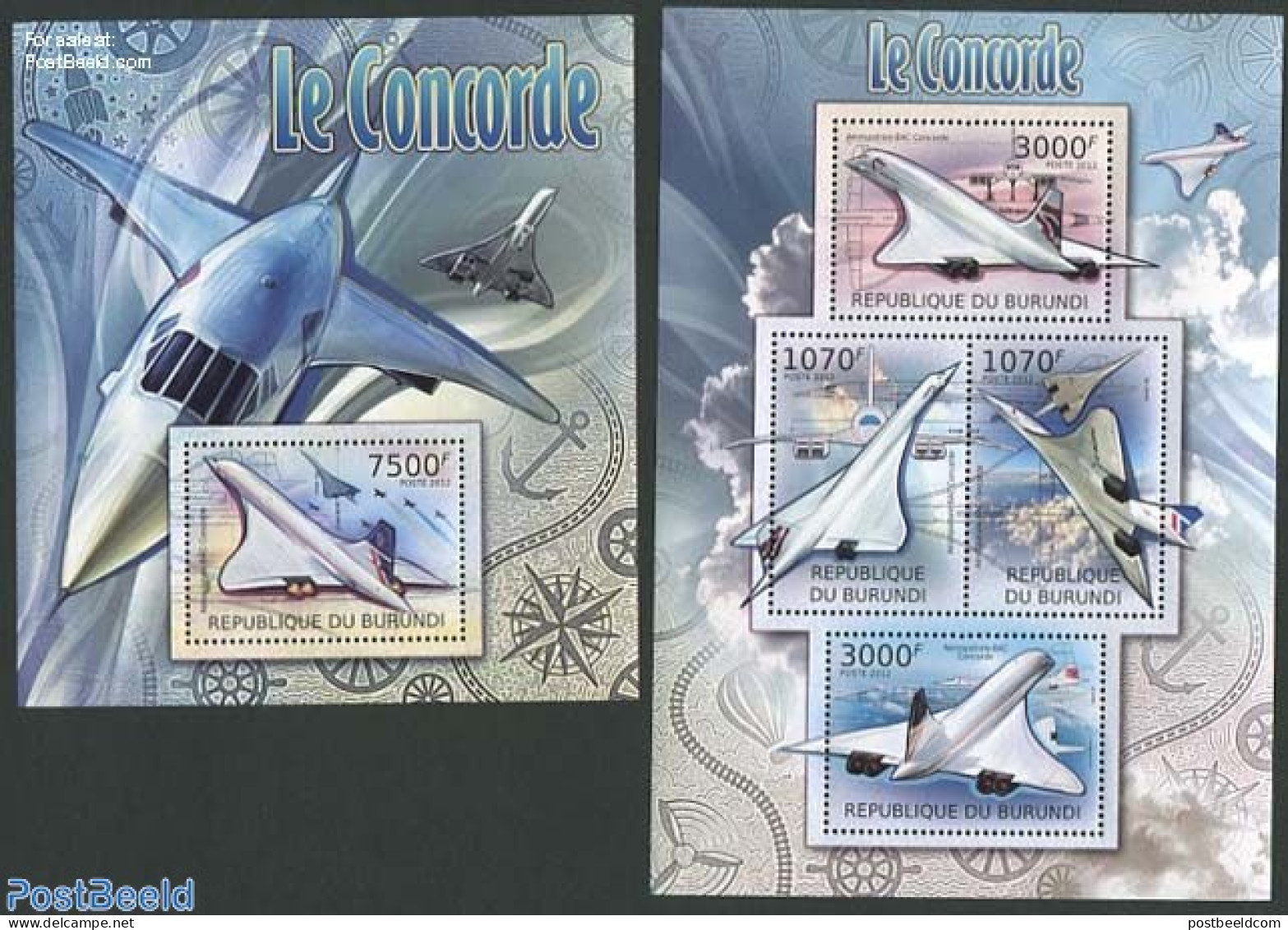 Burundi 2012 Concorde 2 S/s, Mint NH, Transport - Concorde - Aircraft & Aviation - Concorde