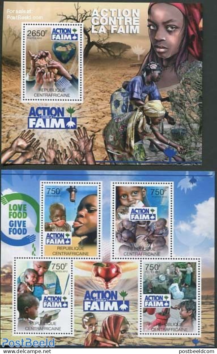 Central Africa 2012 Freedom From Hunger 2 S/s, Mint NH, Health - Nature - Food & Drink - Water, Dams & Falls - Levensmiddelen