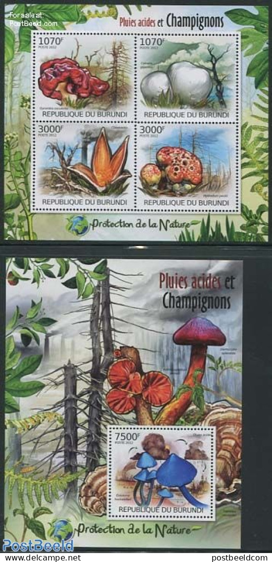 Burundi 2012 Mushrooms 2 S/s, Mint NH, Nature - Mushrooms - Mushrooms