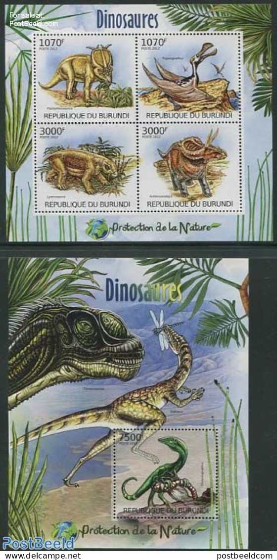 Burundi 2012 Dinosaurs 2 S/s, Mint NH, Nature - Prehistoric Animals - Prehistorisch