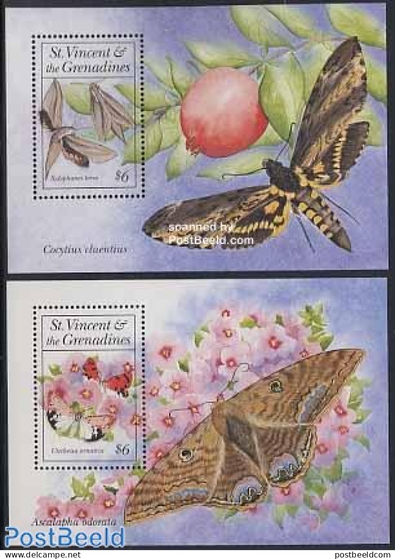 Saint Vincent 1993 Moth 2 S/s, Mint NH, Nature - Butterflies - Insects - St.Vincent (1979-...)