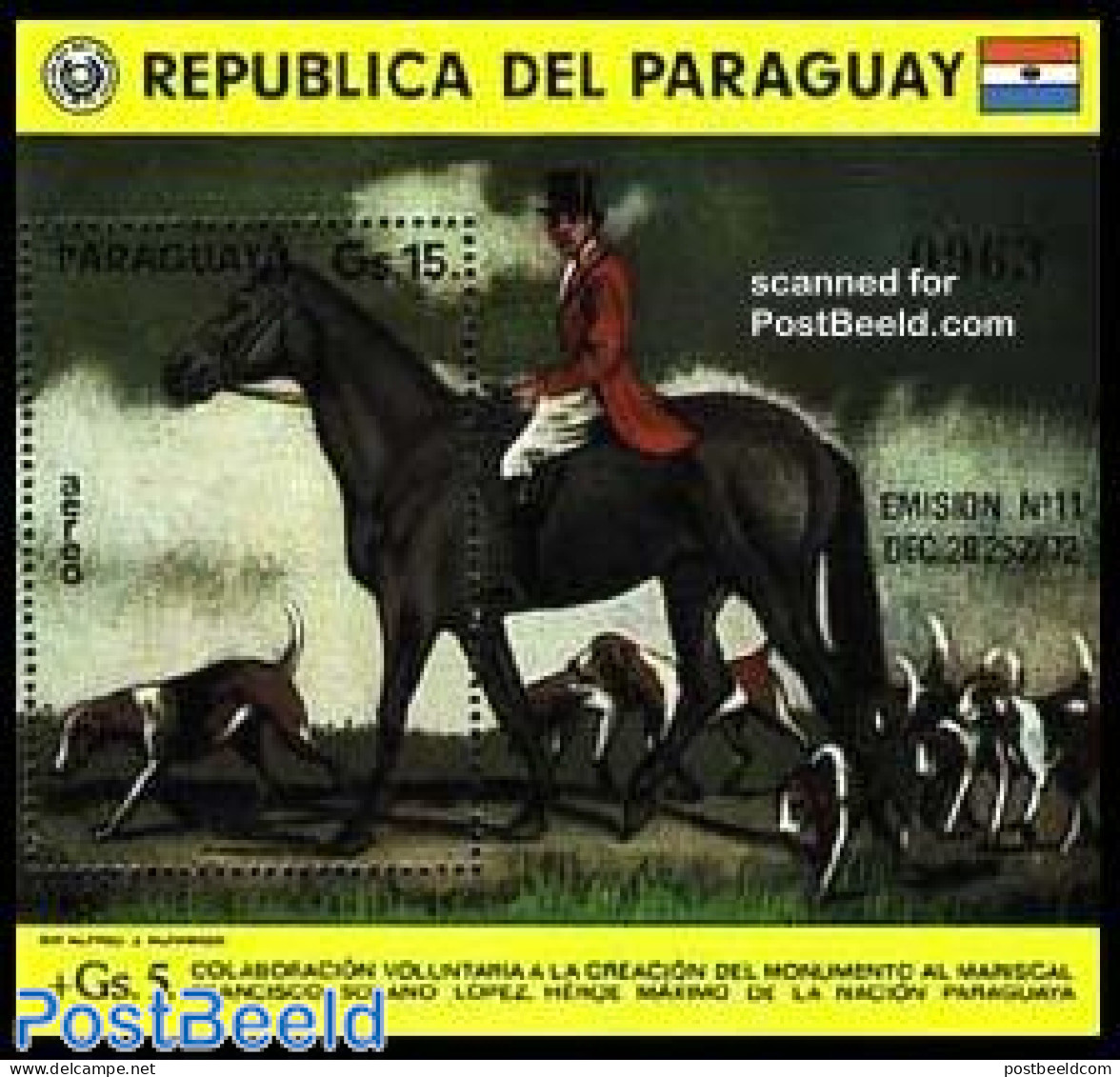 Paraguay 1975 A.J. Munnings Painting S/s, Mint NH, Nature - Dogs - Horses - Hunting - Paraguay