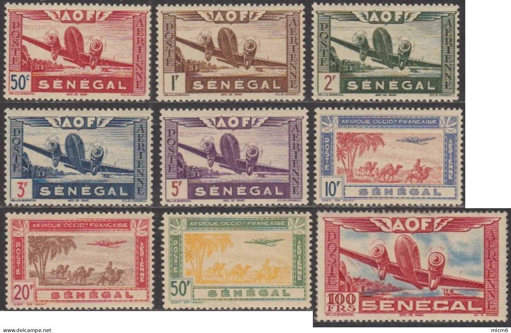 Sénégal 1912-1944 - Poste Aérienne N° 22 à 30 (YT) N° 22 à 30 (AM) Neufs *. - Airmail