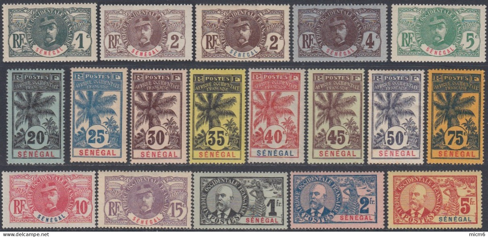 Sénégal 1887-1906 - N° 30 à 46 (YT) N° 30 à 47 (AM) Neufs *. - Unused Stamps