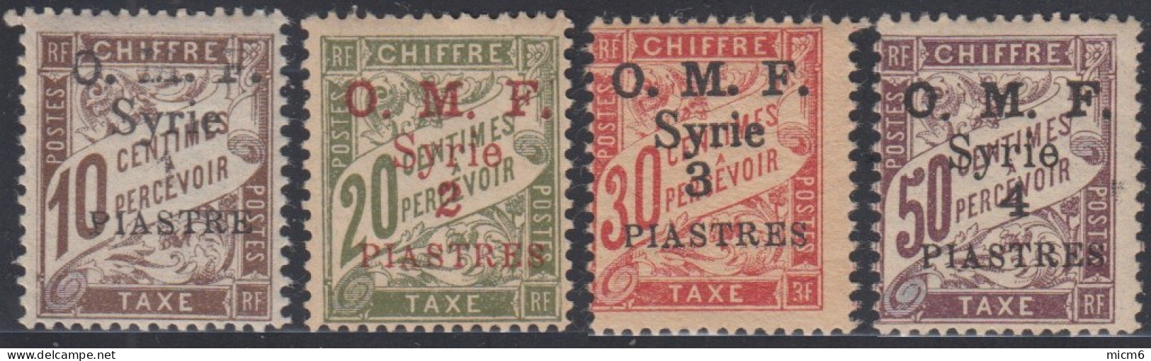 Syrie 1919-1922 (Occupation Française) - Timbres-taxe N° 05 à 8 (YT) N° 5 à 8 (AM) Neufs **. - Segnatasse