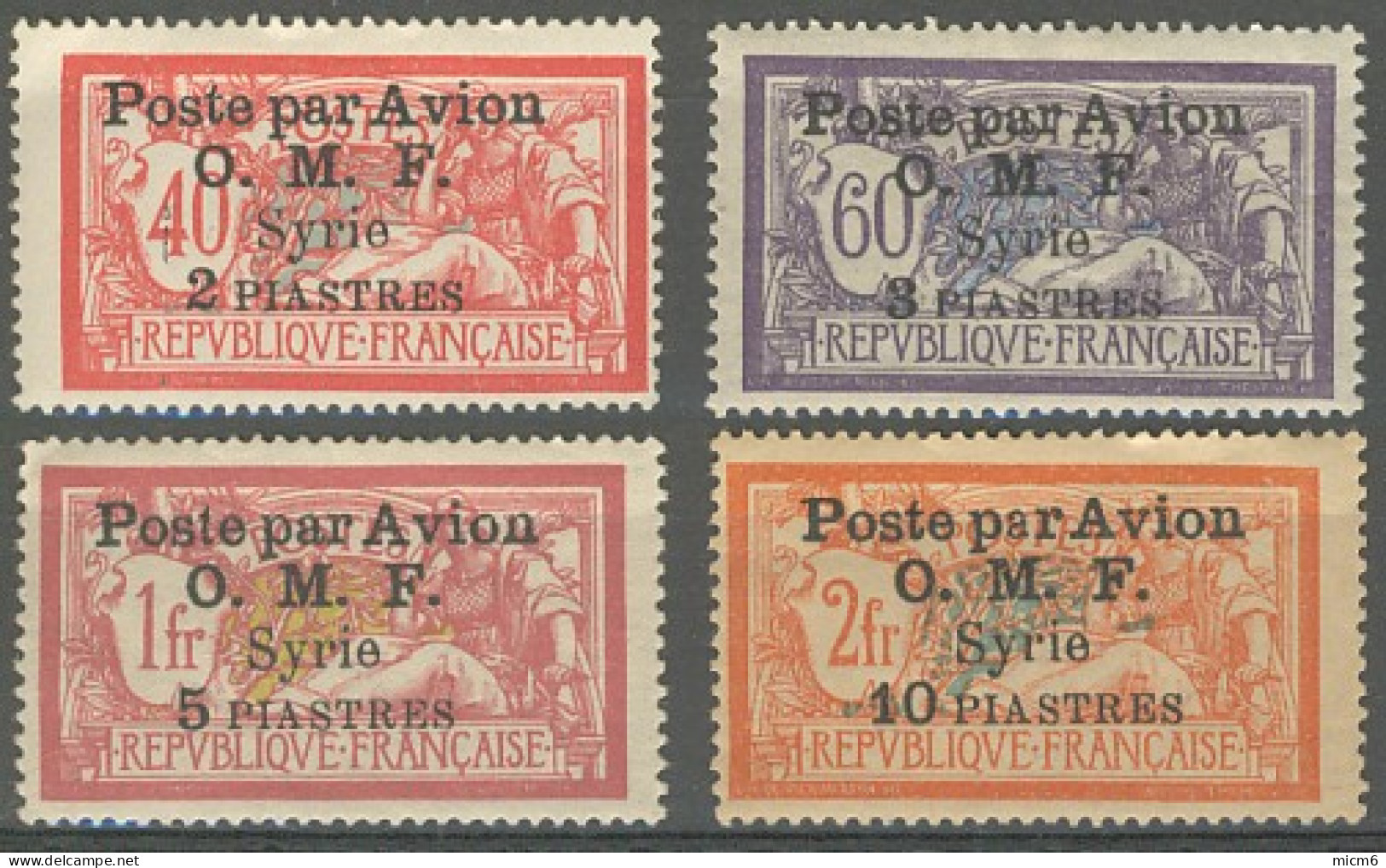 Syrie 1919-1922 (Occupation Française) - Poste Aérienne N° 10 à 13 (YT) N° 10 à 13 (AM) Neufs *. - Posta Aerea