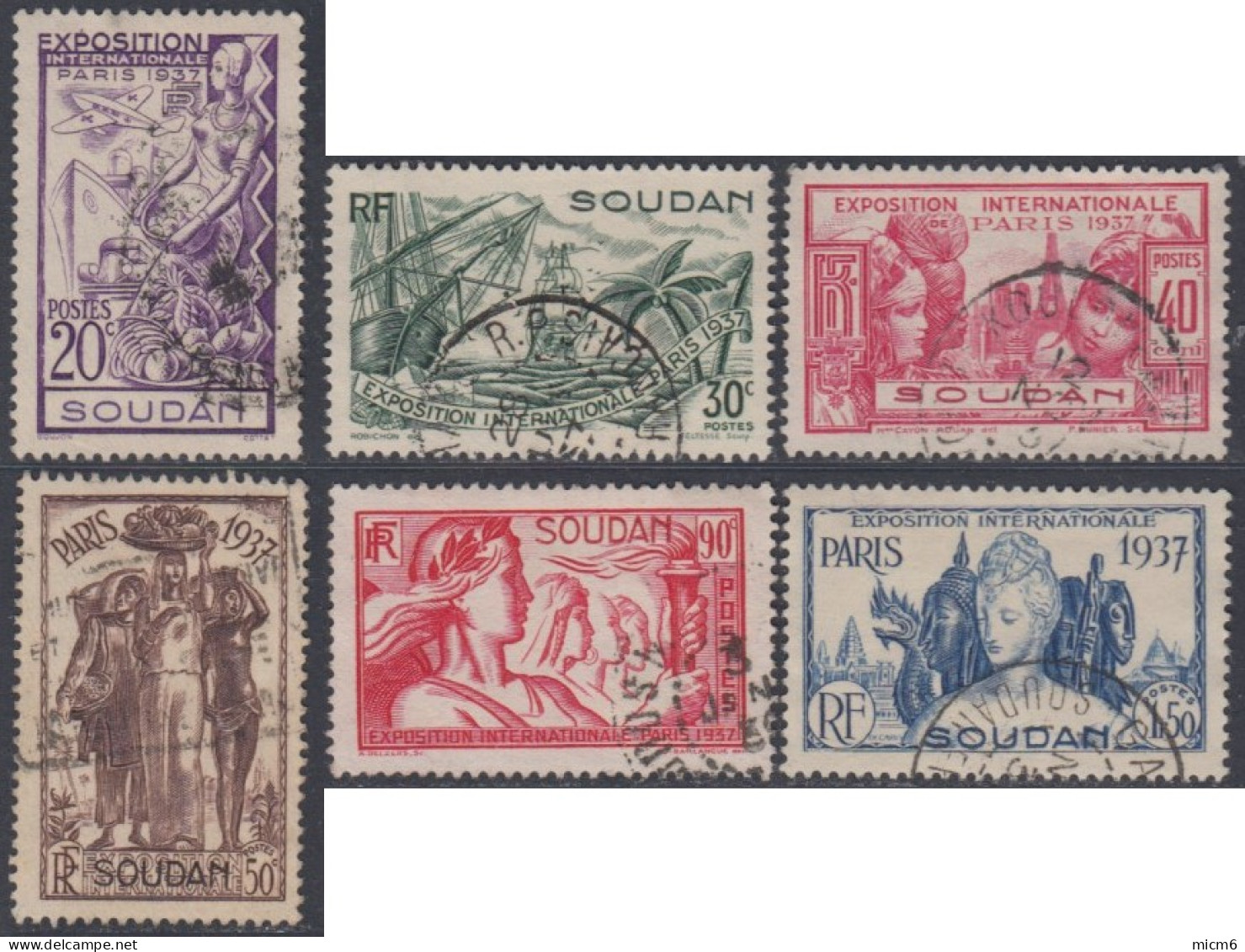 Soudan Français 1920-1944 - N° 93 à 98 (YT) Oblitérés. - Gebruikt