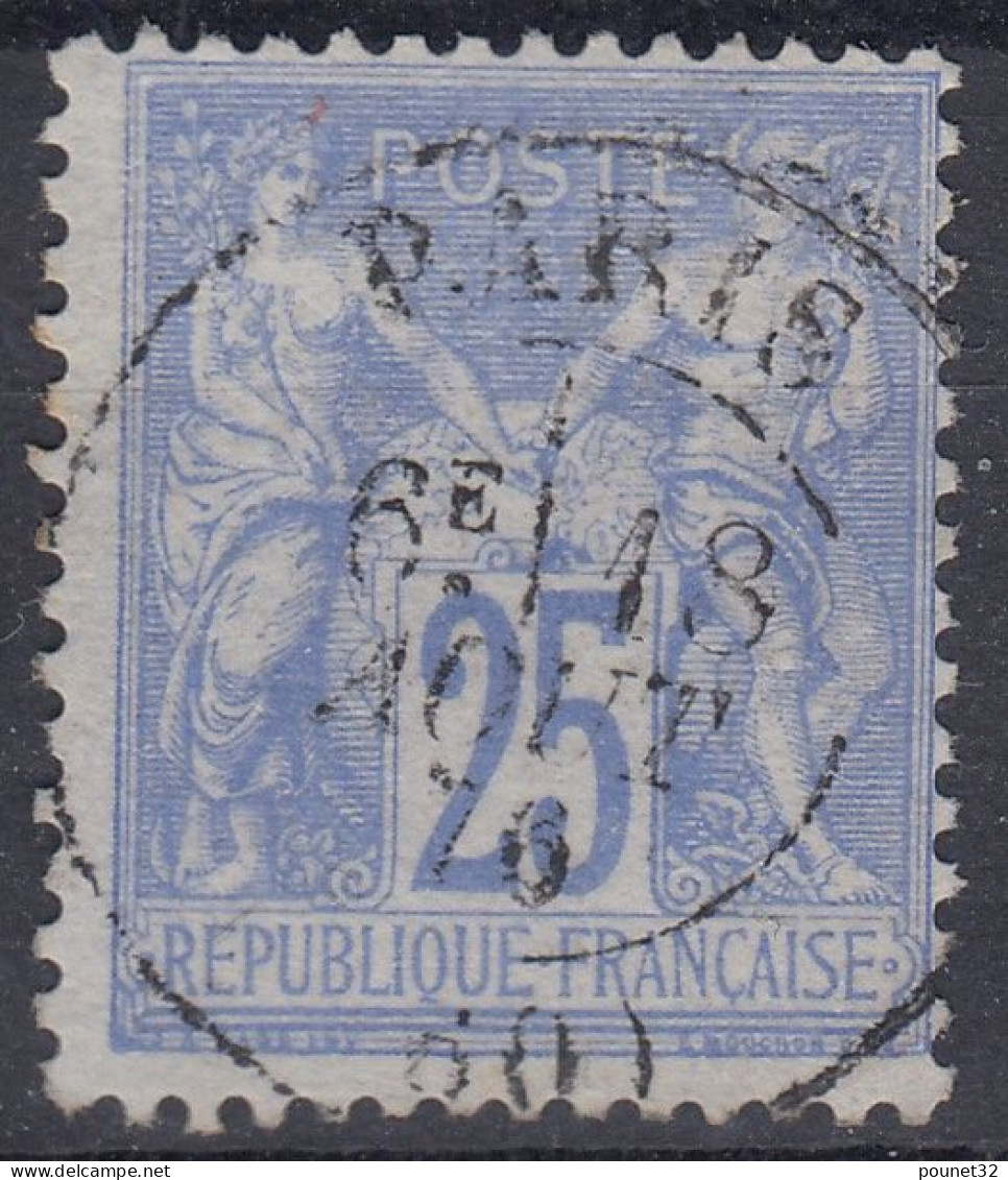 TIMBRE FRANCE SAGE 25c N/B N° 68 OBLITERATION PARIS 18 AOUT 76 - COTE 85 € - 1876-1878 Sage (Type I)