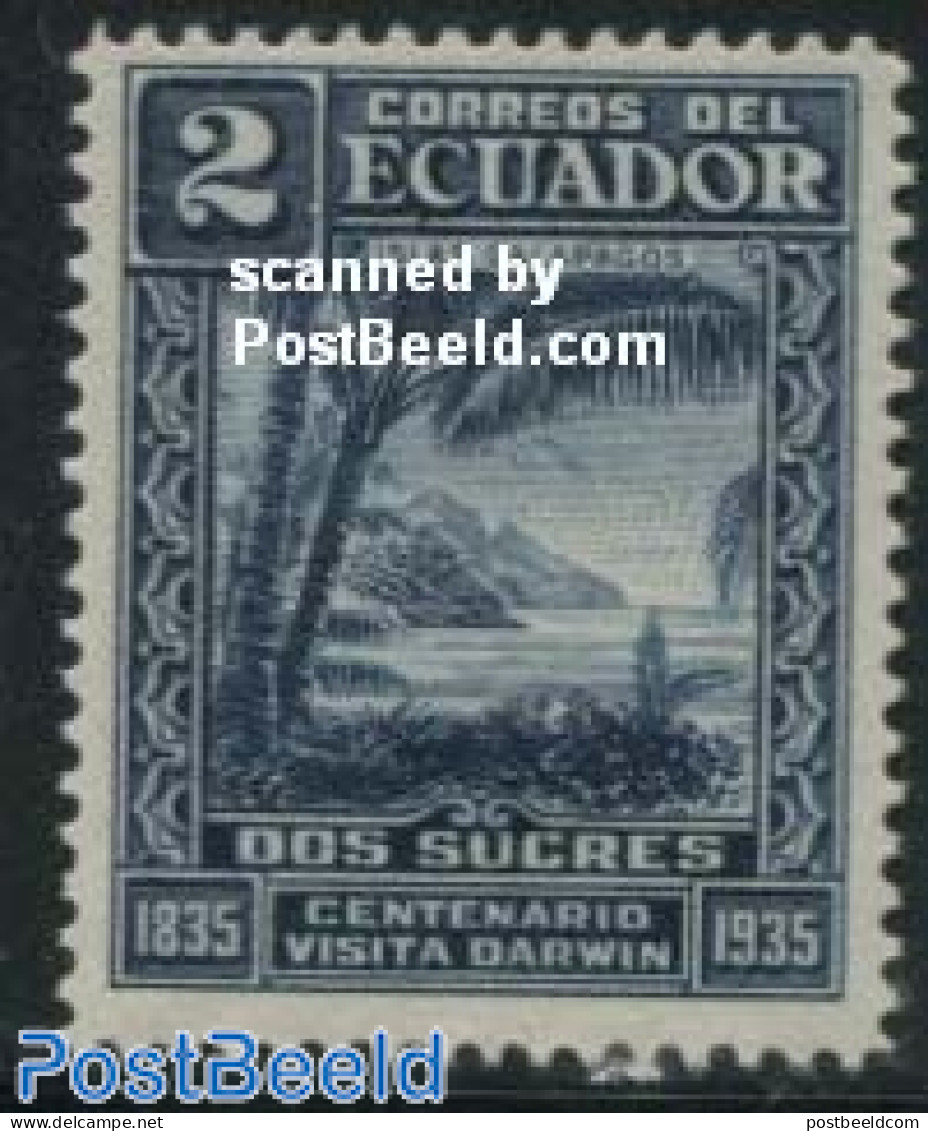 Ecuador 1936 2s Blue, Stamp Out Of Set, Mint NH, Nature - Trees & Forests - Rotary, Lions Club