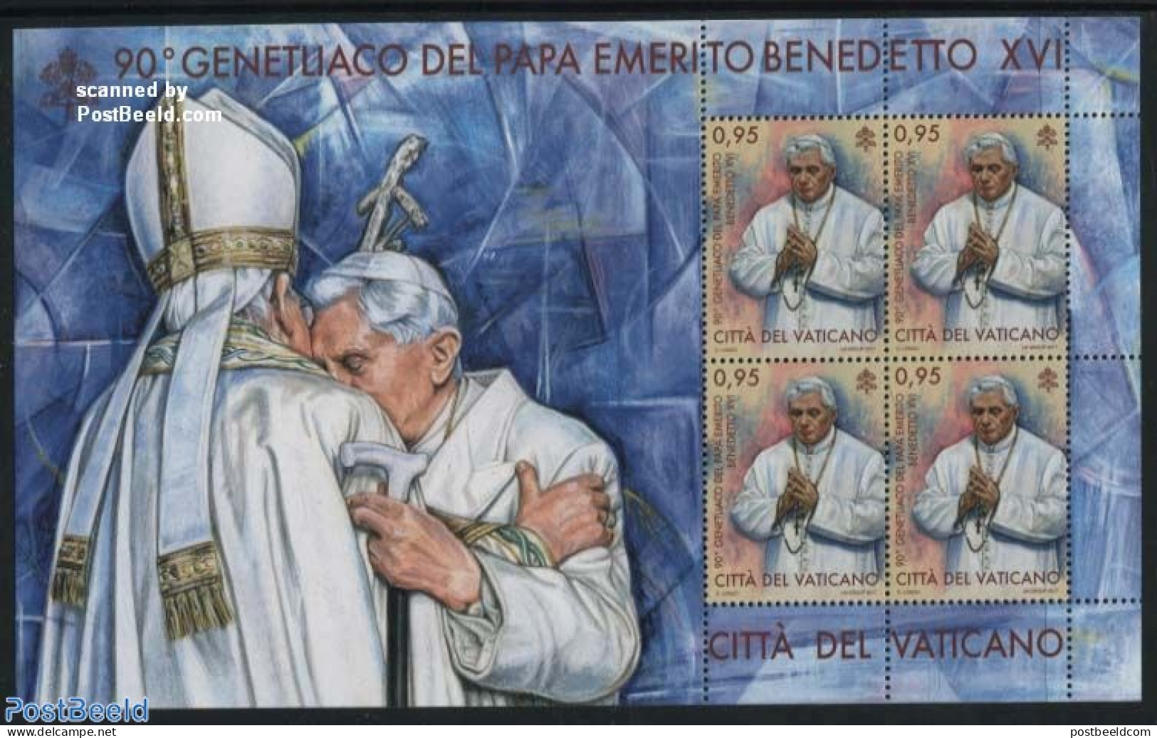 Vatican 2017 Benedict XVI 90 Years M/s, Mint NH, Religion - Pope - Religion - Neufs