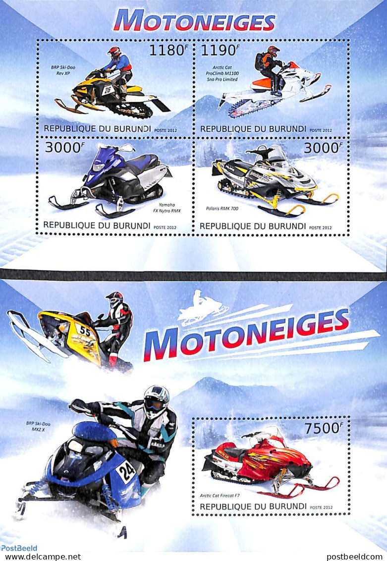 Burundi 2012 Snow Motorcycles 2 S/s, Mint NH, Transport - Motorcycles - Motorfietsen