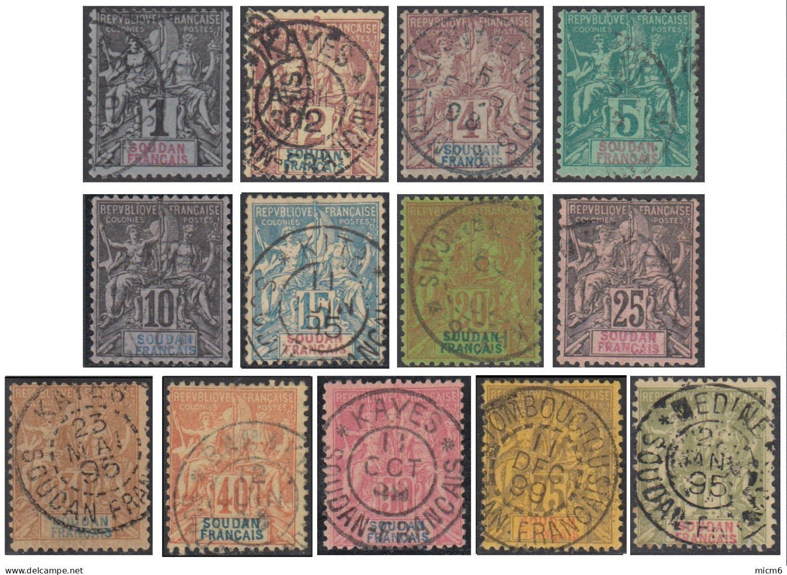 Soudan Français 1894-1900 - N° 03 à 15 (YT) N° 3 à 15 (AM) Oblitérés. - Used Stamps