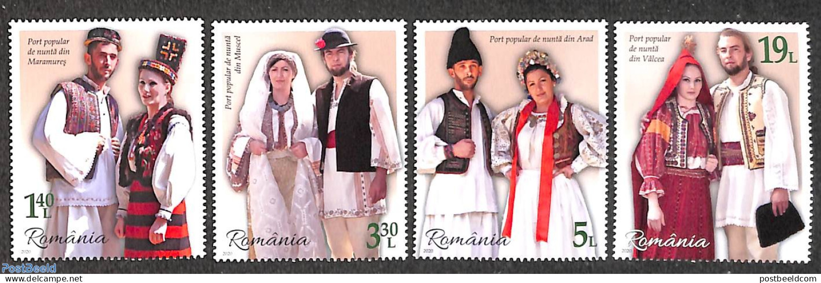 Romania 2020 Wedding Costumes 4v, Mint NH, Various - Costumes - Unused Stamps