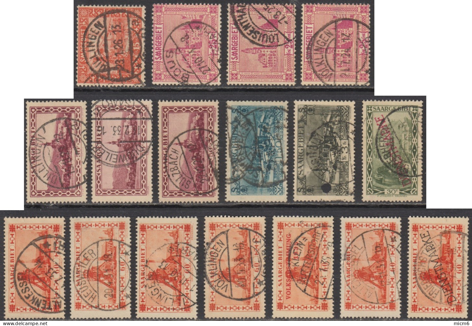 Sarre 1920-1935 - Oblitérations Lisibles Sur 17 Timbres. - Oblitérés