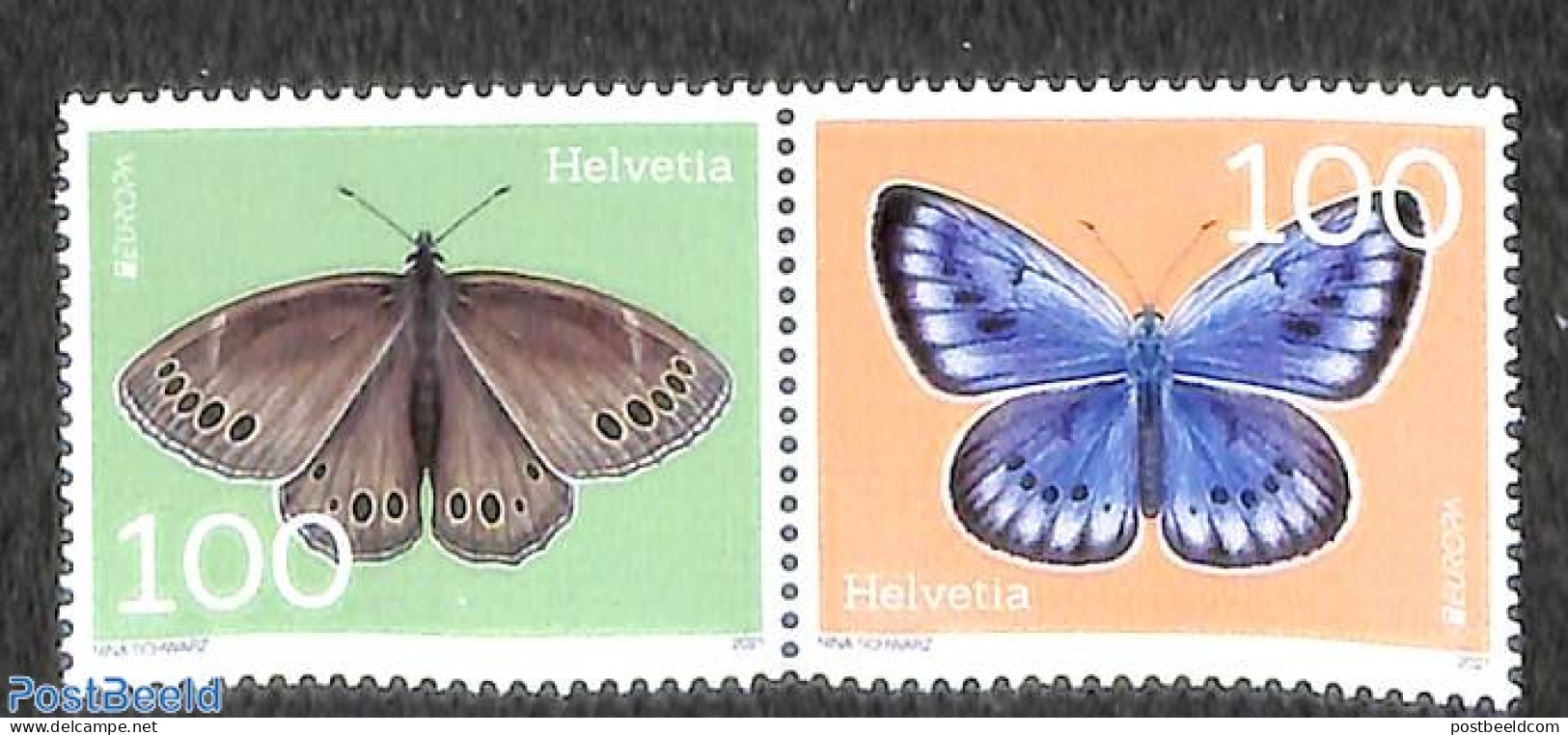 Switzerland 2021 Europa, Endangered Species 2v [:], Mint NH, History - Nature - Europa (cept) - Butterflies - Unused Stamps