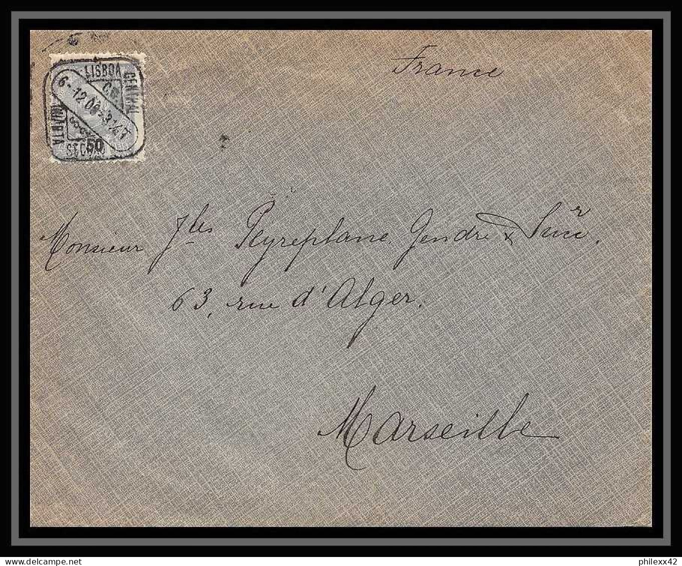 115044 Lettre Cover Bouches Du Rhone Lisboa Portugal Pour Marseille A2b 1909 - Poststempel (Marcophilie)
