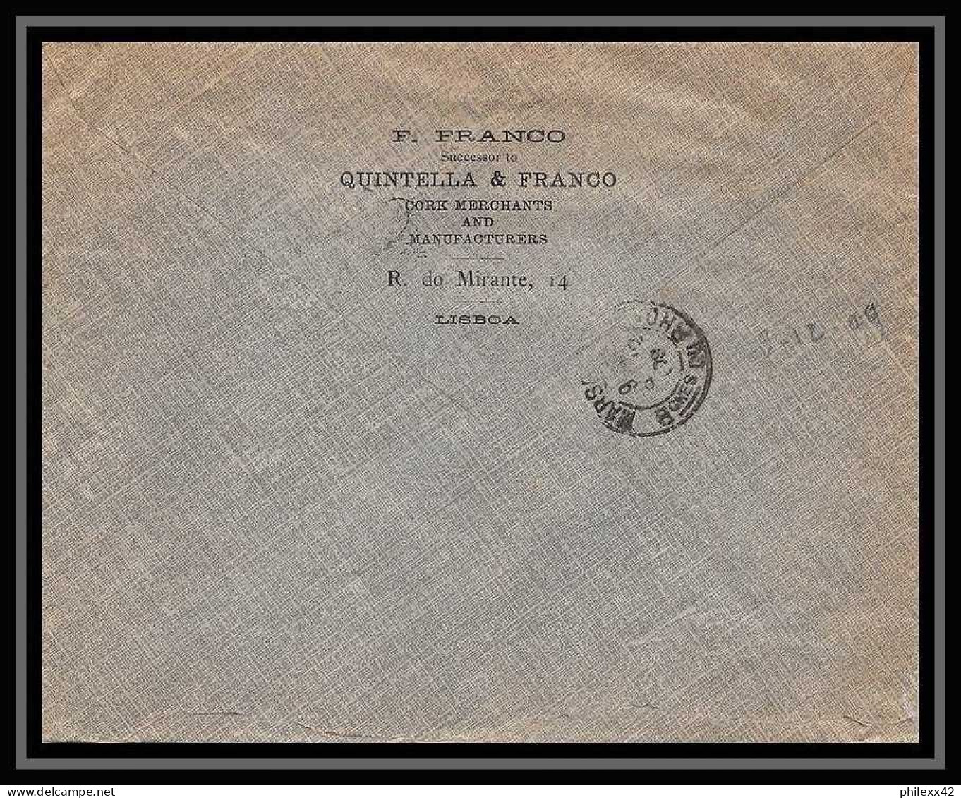 115044 Lettre Cover Bouches Du Rhone Lisboa Portugal Pour Marseille A2b 1909 - Marcophilie