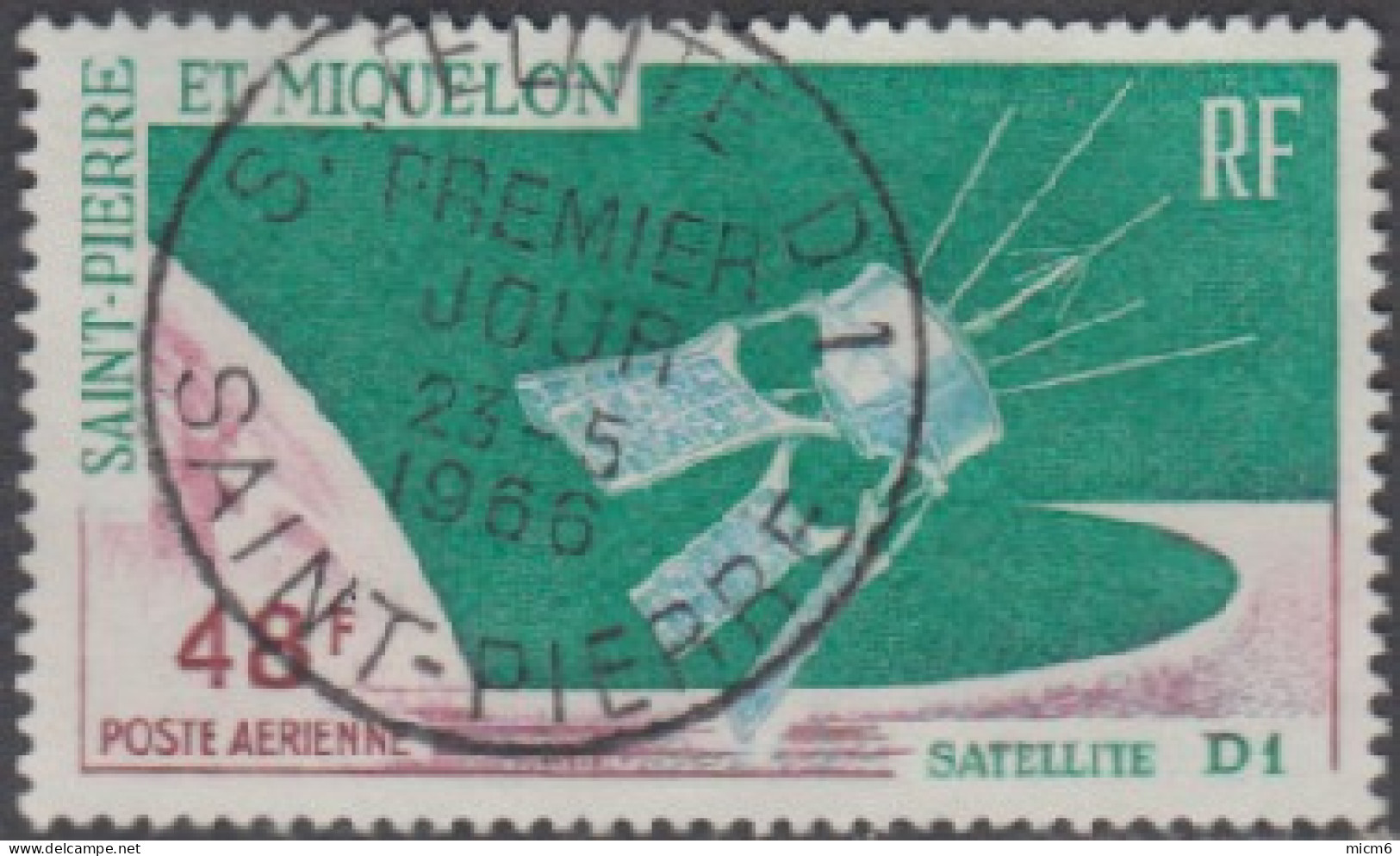 Saint-Pierre Et Miquelon 1940-1957 - Poste Aérienne N° 35 (YT) N° 33 (AM) Oblitéré 1er Jour. - Oblitérés