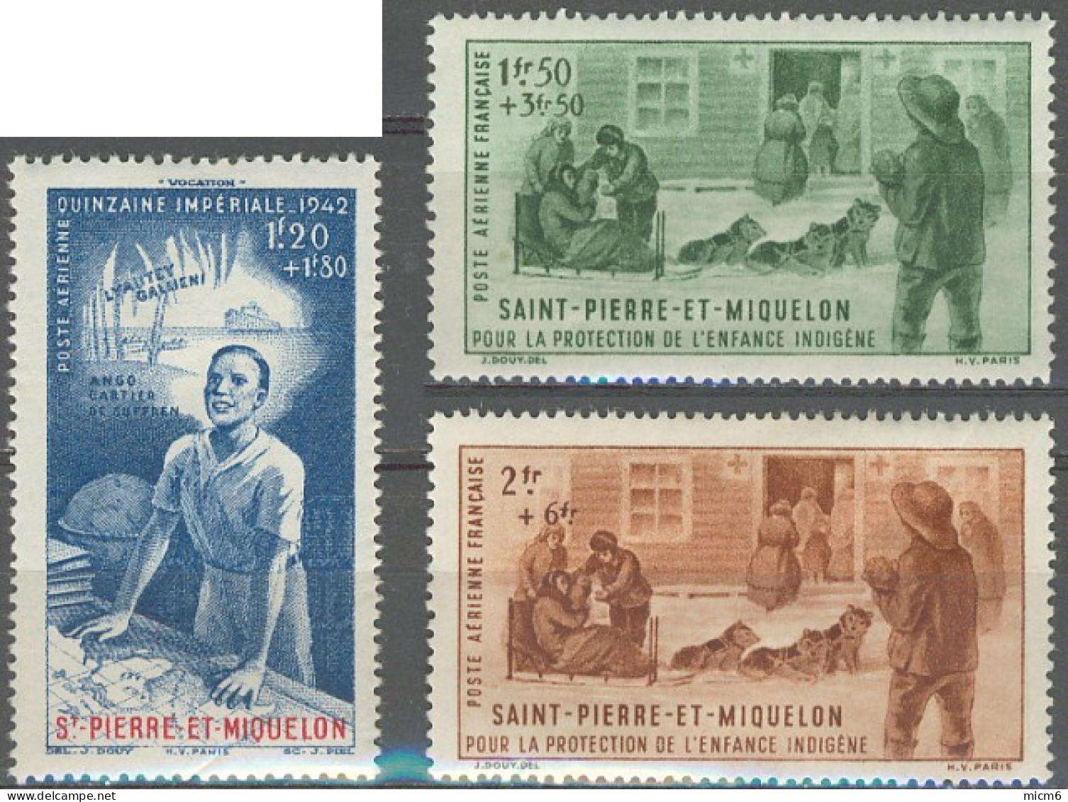 Saint-Pierre Et Miquelon 1940-1957 - Poste Aérienne N° 1 à 3 Neufs *. - Ongebruikt