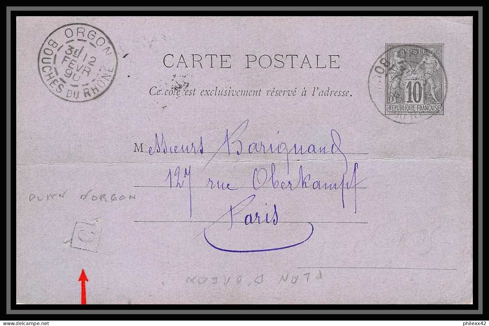 114400 Plan-d'Orgon Boite Ubaine C Entier Stationery Carte Postale (postcard) Bouches Du Rhone 1890 - Cartes Postales Types Et TSC (avant 1995)
