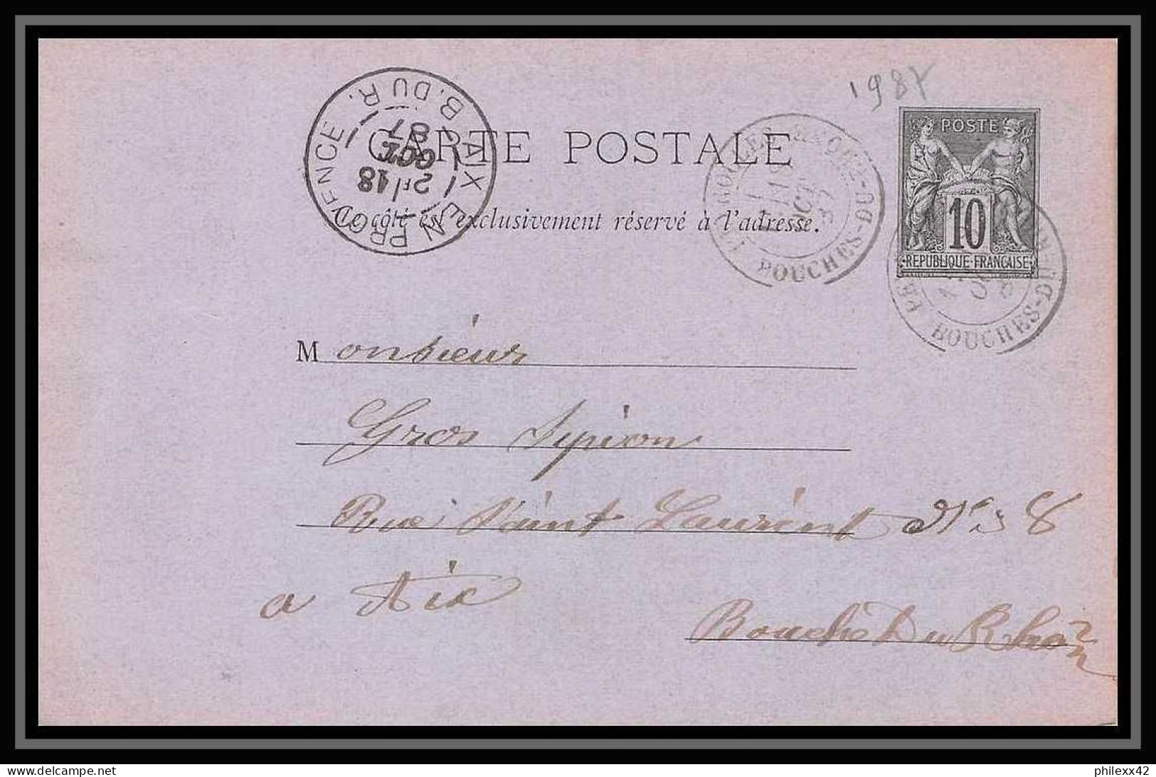 114355 Entier Postal Stationery Carte Postale (postcard) Bouches Du Rhone Peyrolles Pour Aix - Standard Postcards & Stamped On Demand (before 1995)