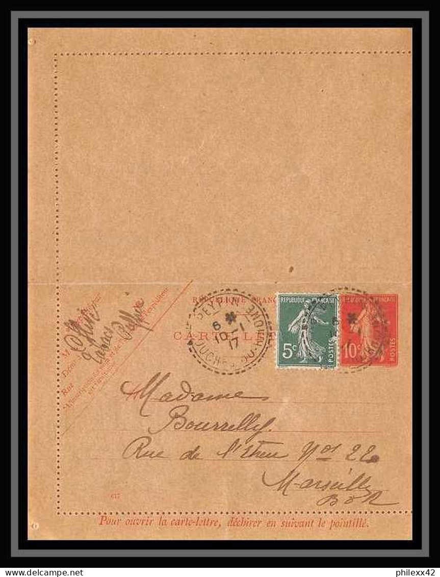 114342 Entier Postal Stationery Carte Lettre Bouches Du Rhone Peypin 1917 Pour Marseille - Cartoline-lettere