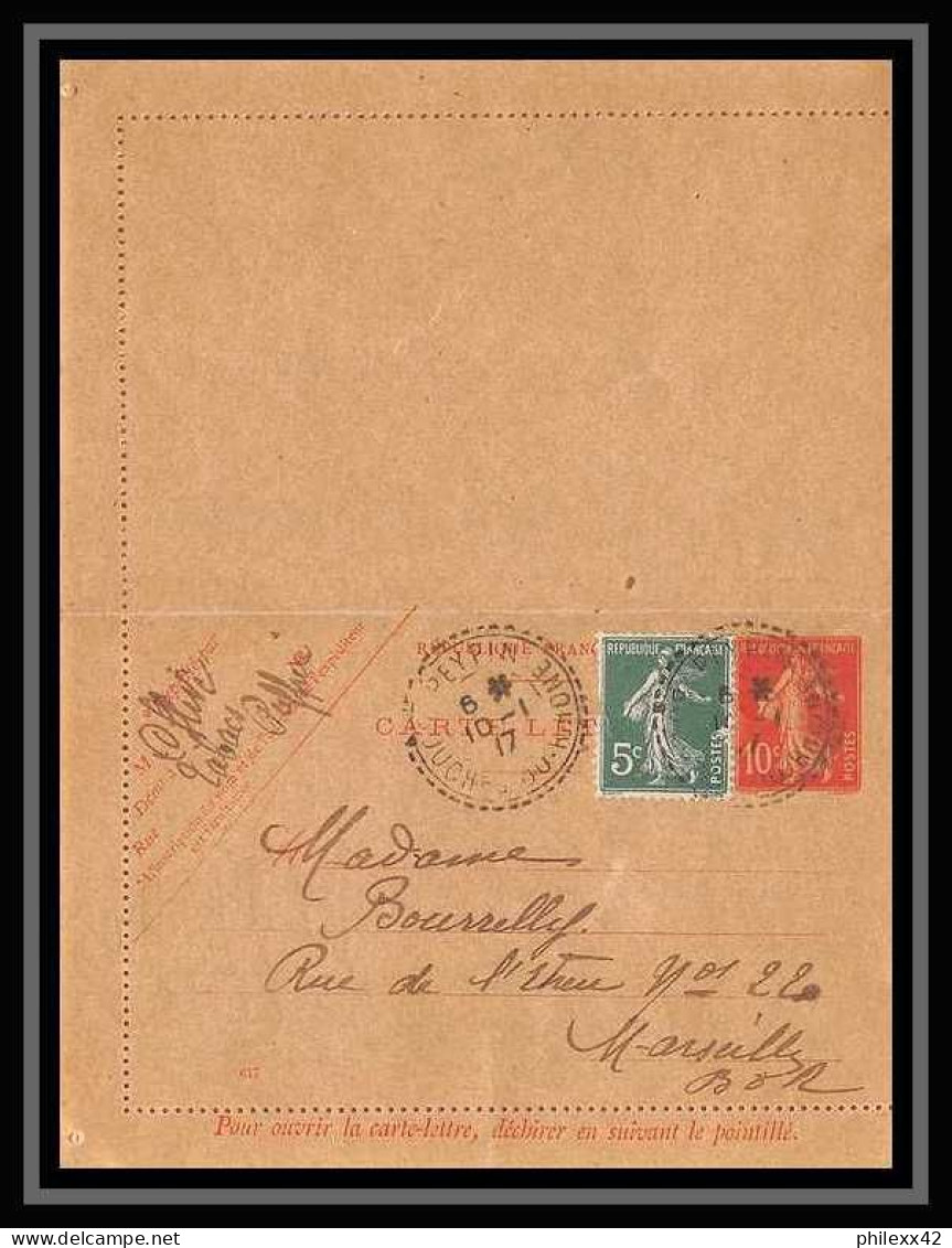 114342 Entier Postal Stationery Carte Lettre Bouches Du Rhone Peypin 1917 Pour Marseille - Cartes-lettres