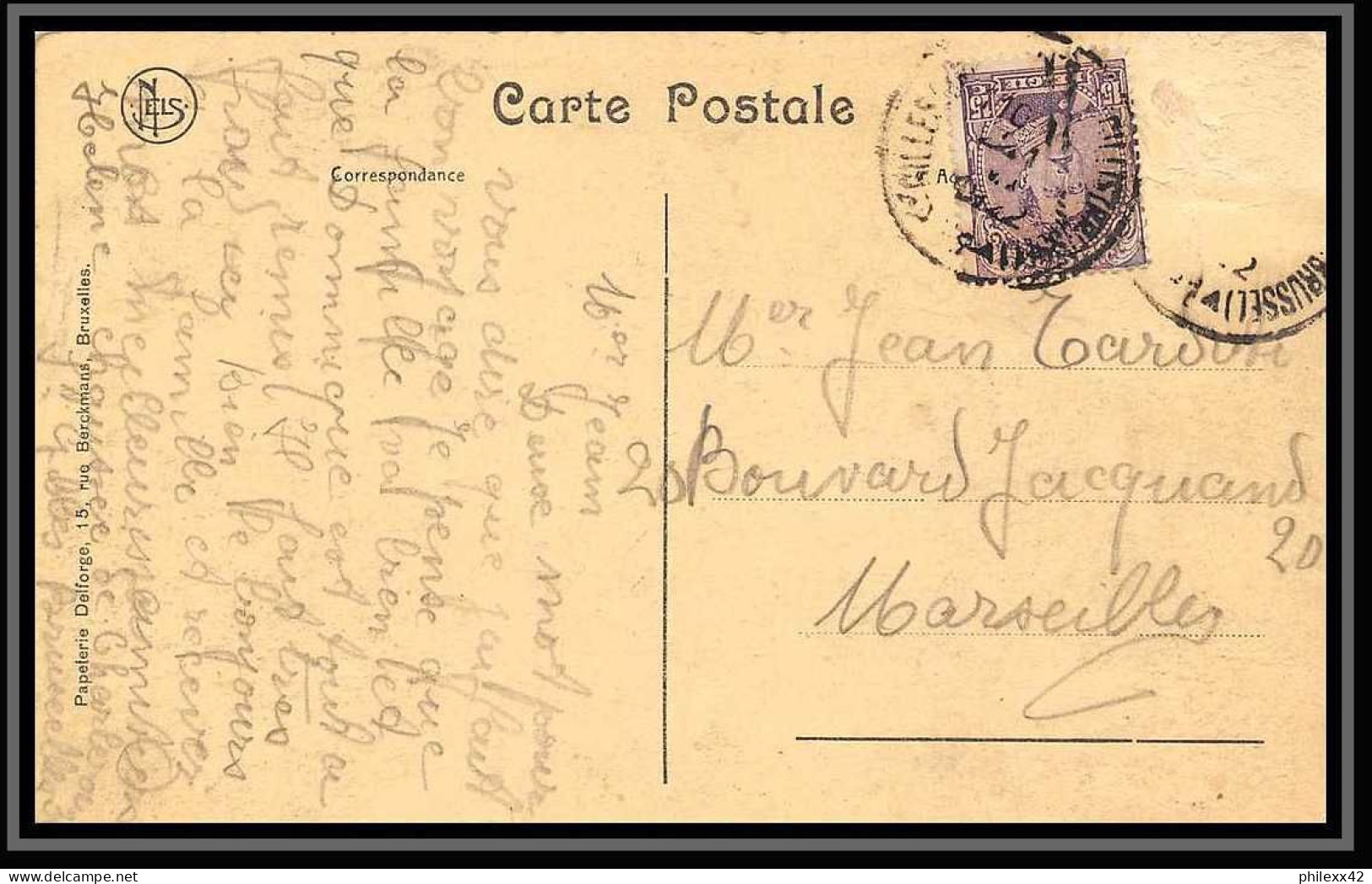 114093/ Carte Postale Belgique Bruxelles Porte Tervueren Bouches Du Rhone Pour Marseille 1922 - Briefe U. Dokumente