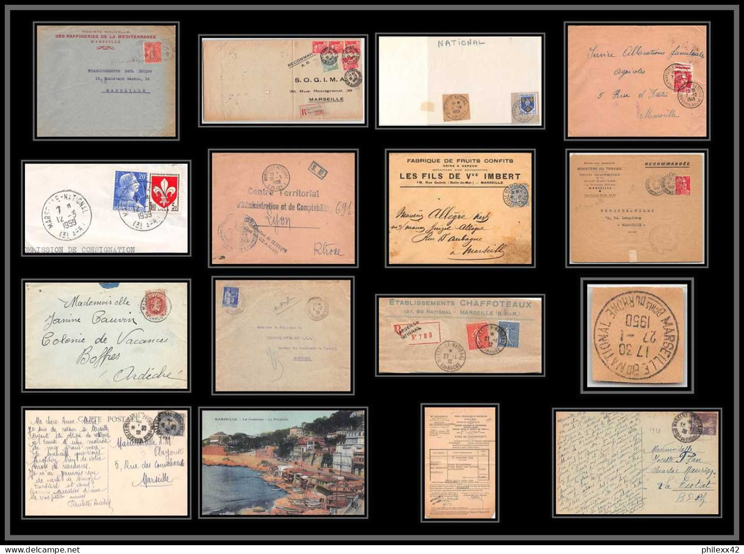 116050 Lot De 13 Lettres Cover Bouches Du Rhone Marseille National Dont Recommandé Carte Postale (postcard) - Collections