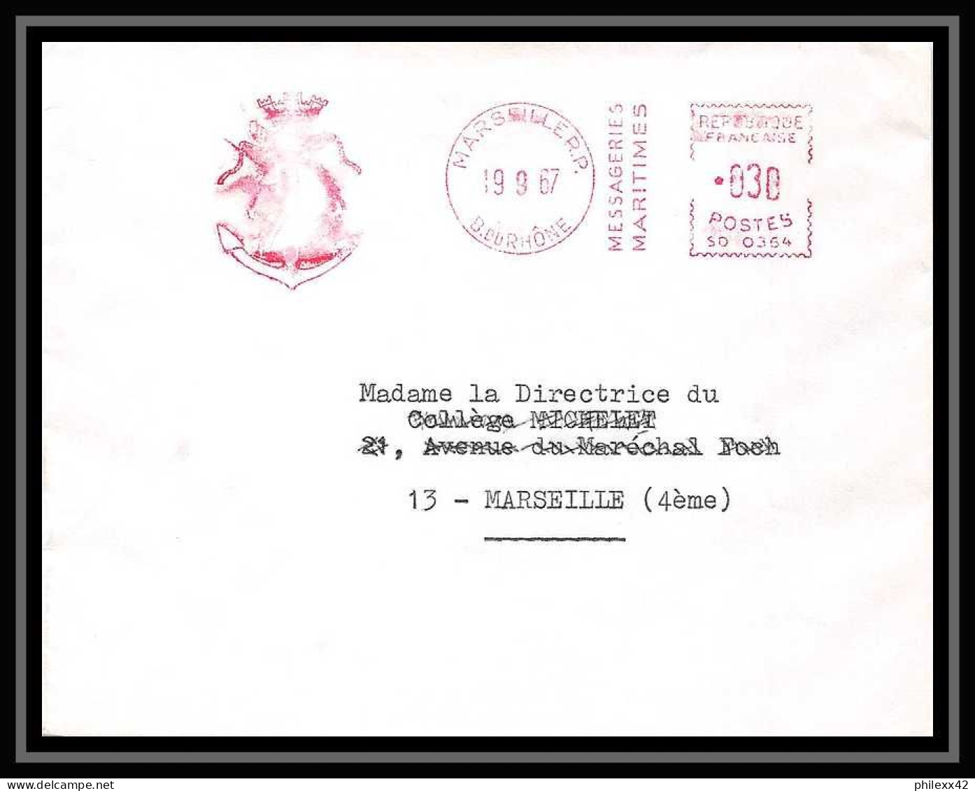 115735 Lettre Cover Bouches Du Rhone EMA Marseille 1967 Consulat Du Japon - Tijdelijke Stempels