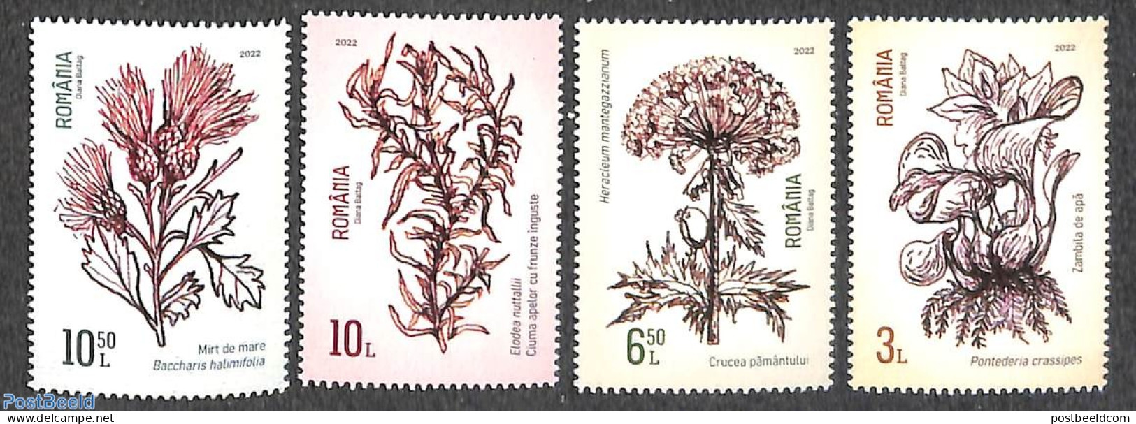 Romania 2022 Invasive Species 4v, Mint NH, Nature - Flowers & Plants - Ungebraucht