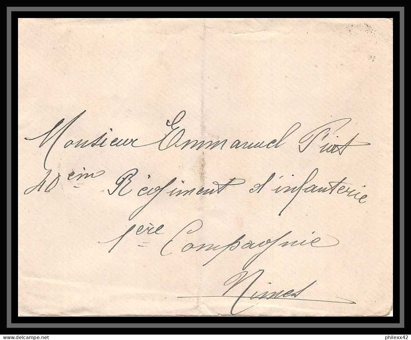 115219 Lac Lettre Cover Bouches Du Rhone Marseille A3 Pour 1ème Infanterie Nimes 1910 Daguin - Military Postmarks From 1900 (out Of Wars Periods)