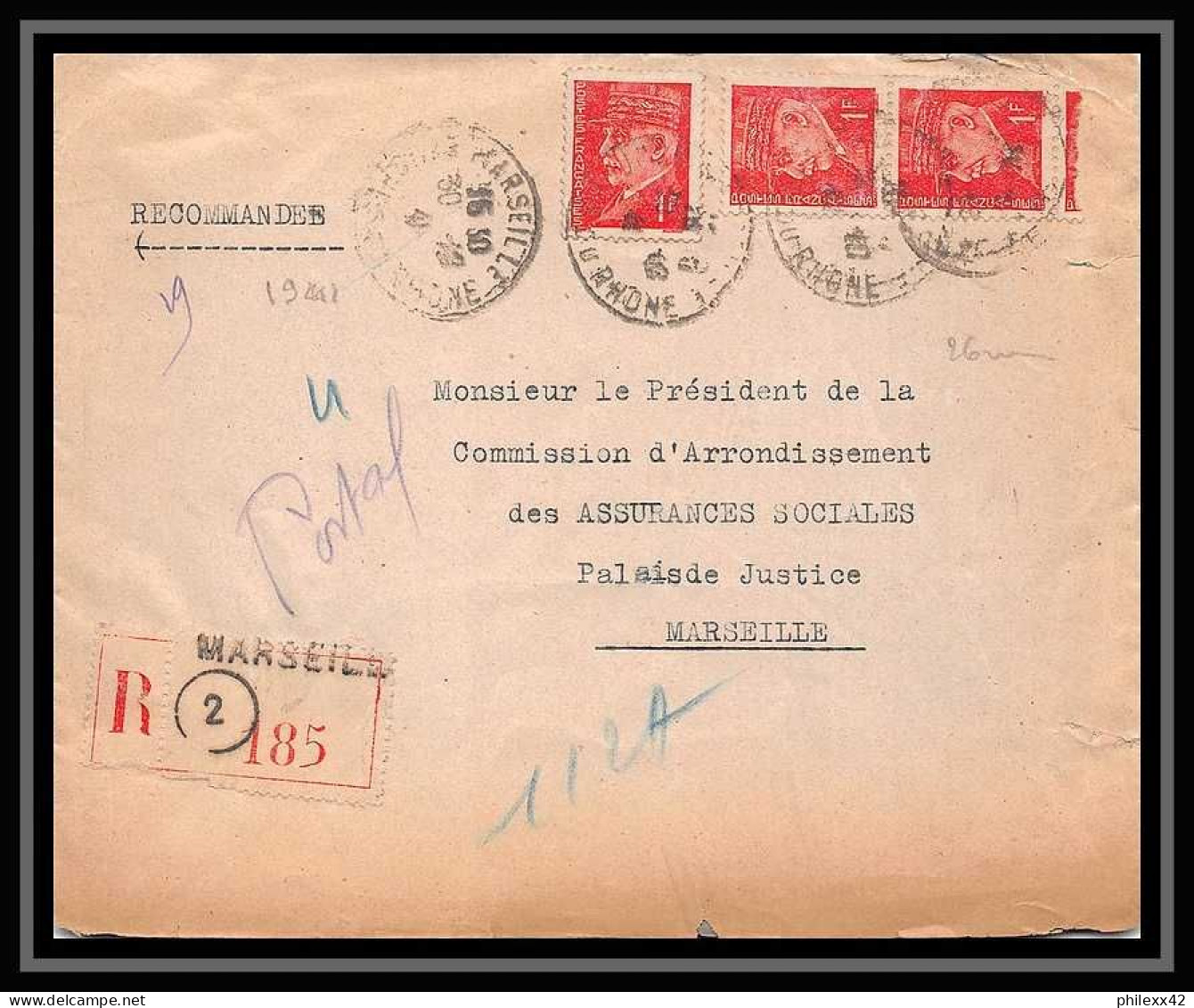 115277 lot de 15 Lettres cover Carte postale (postcard) avis de reception Bouches du rhone Marseille A4