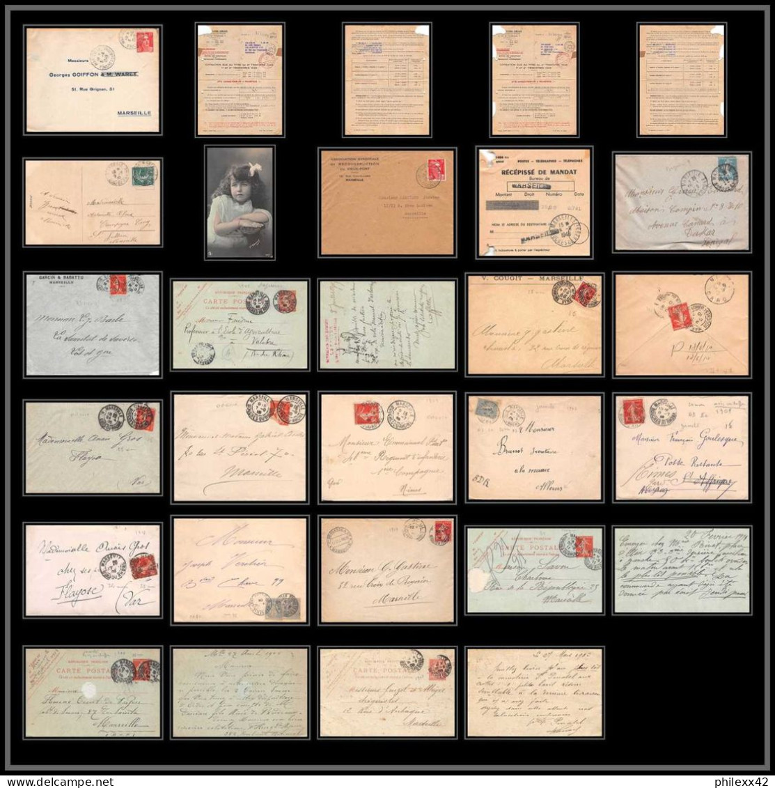 115358 Lot De 21 Lettres Cover Carte Postale (postcard) Avis De Reception Daguin 35 - Collections