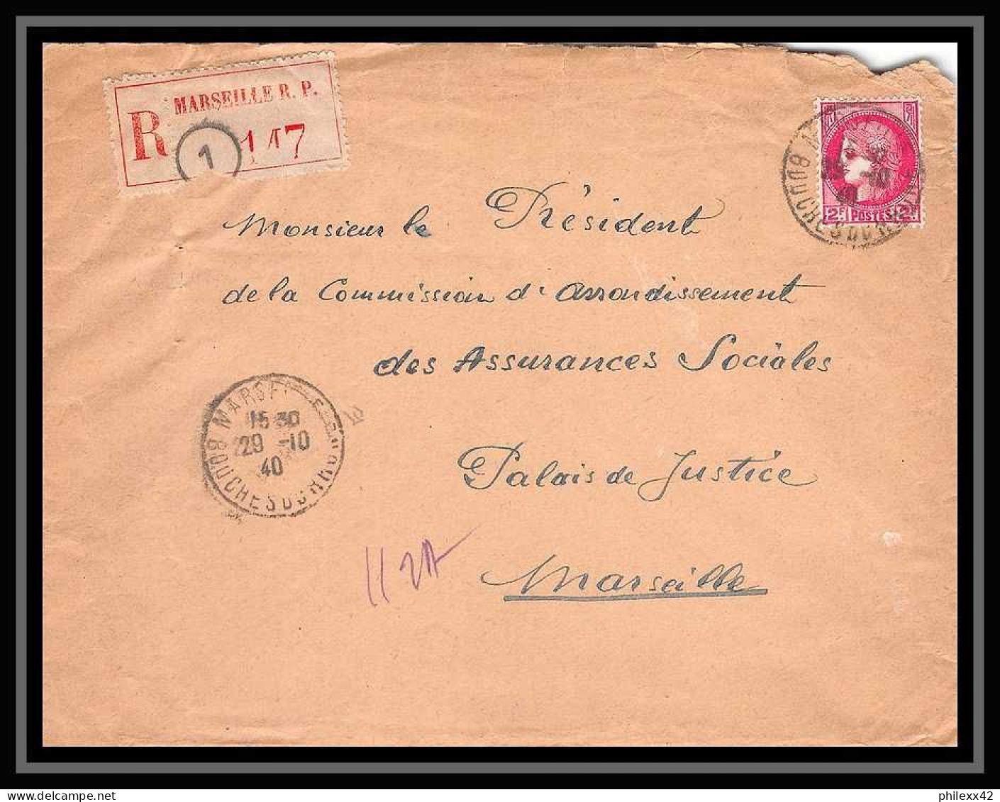 115306 Lot De 13 Lettres Cover Carte Postale (postcard) Avis De Reception Bouches Du Rhone Marseille A4 - Collections