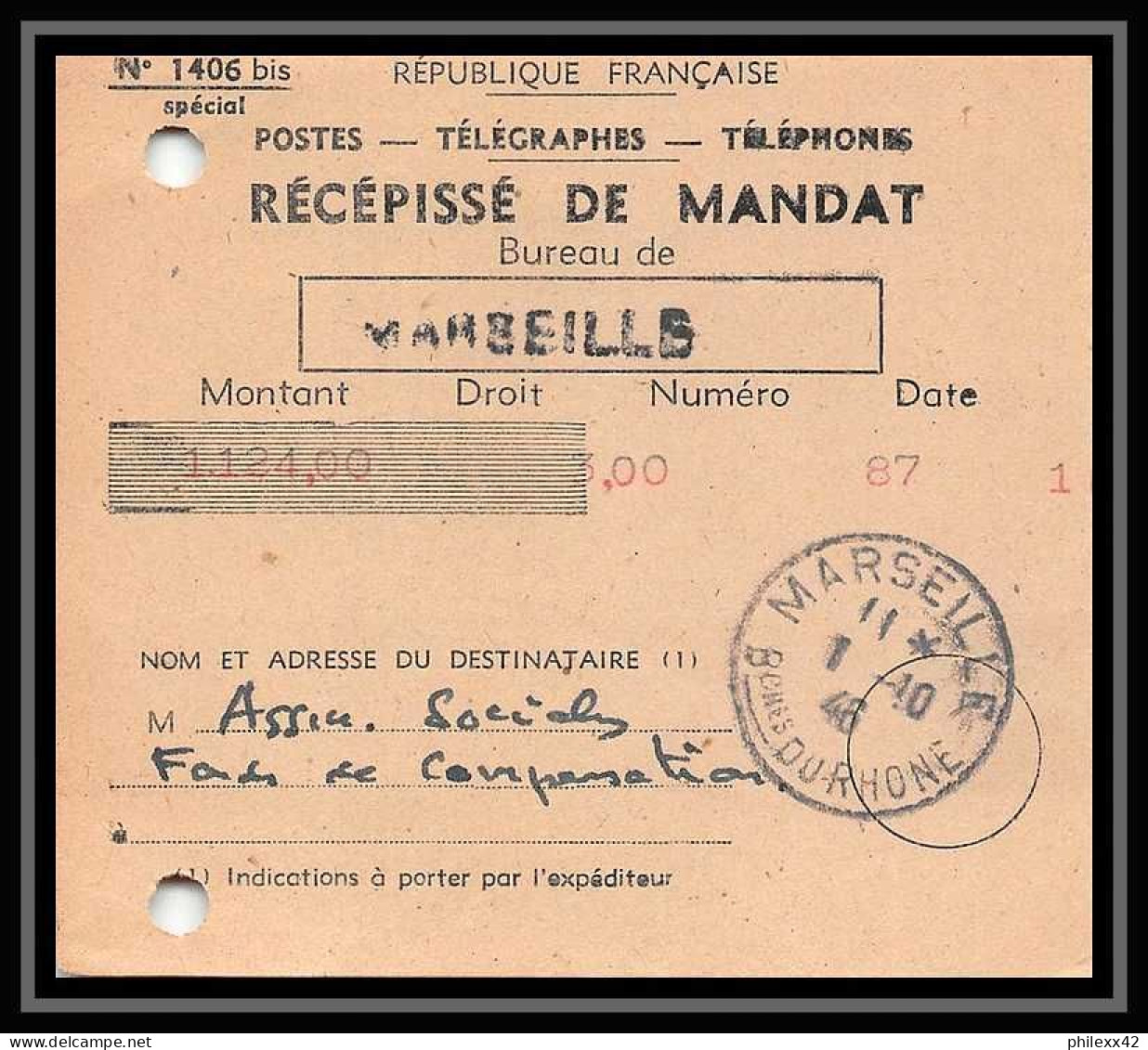 115306 lot de 13 Lettres cover Carte postale (postcard) avis de reception Bouches du rhone Marseille A4
