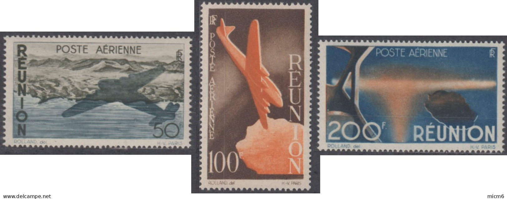 Réunion 1907-1947 - Poste Aérienne N° 42 à 44 (YT) N° 42 à 44 (AM) Neufs **. - Airmail