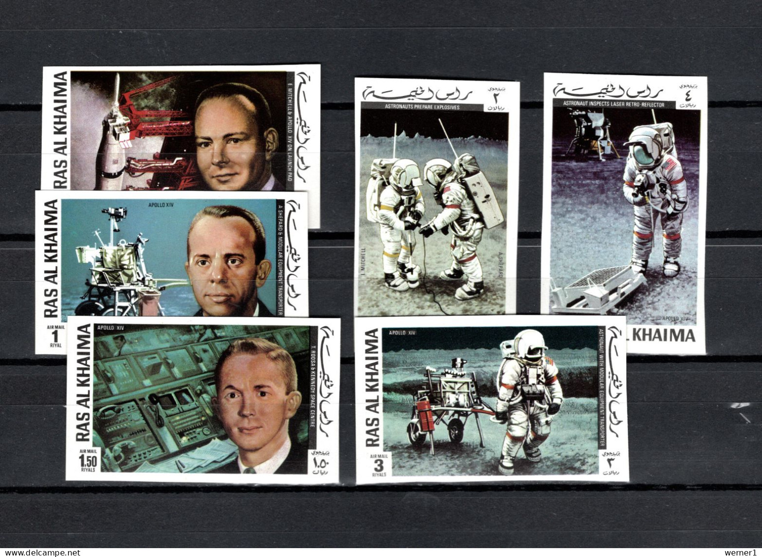 Ras Al Khaima 1972 Space, Apollo 14 Set Of 6 Imperf. MNH - Asie