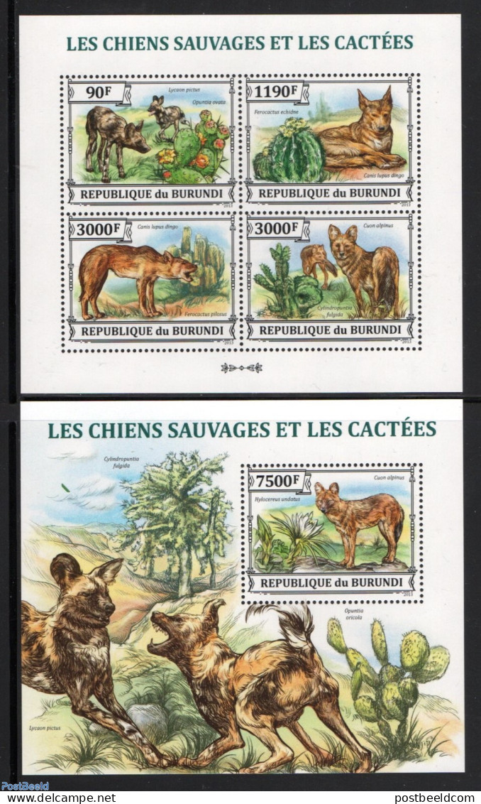 Burundi 2013 Dogs And Cacti 2 S/s, Mint NH, Nature - Cacti - Dogs - Cactussen