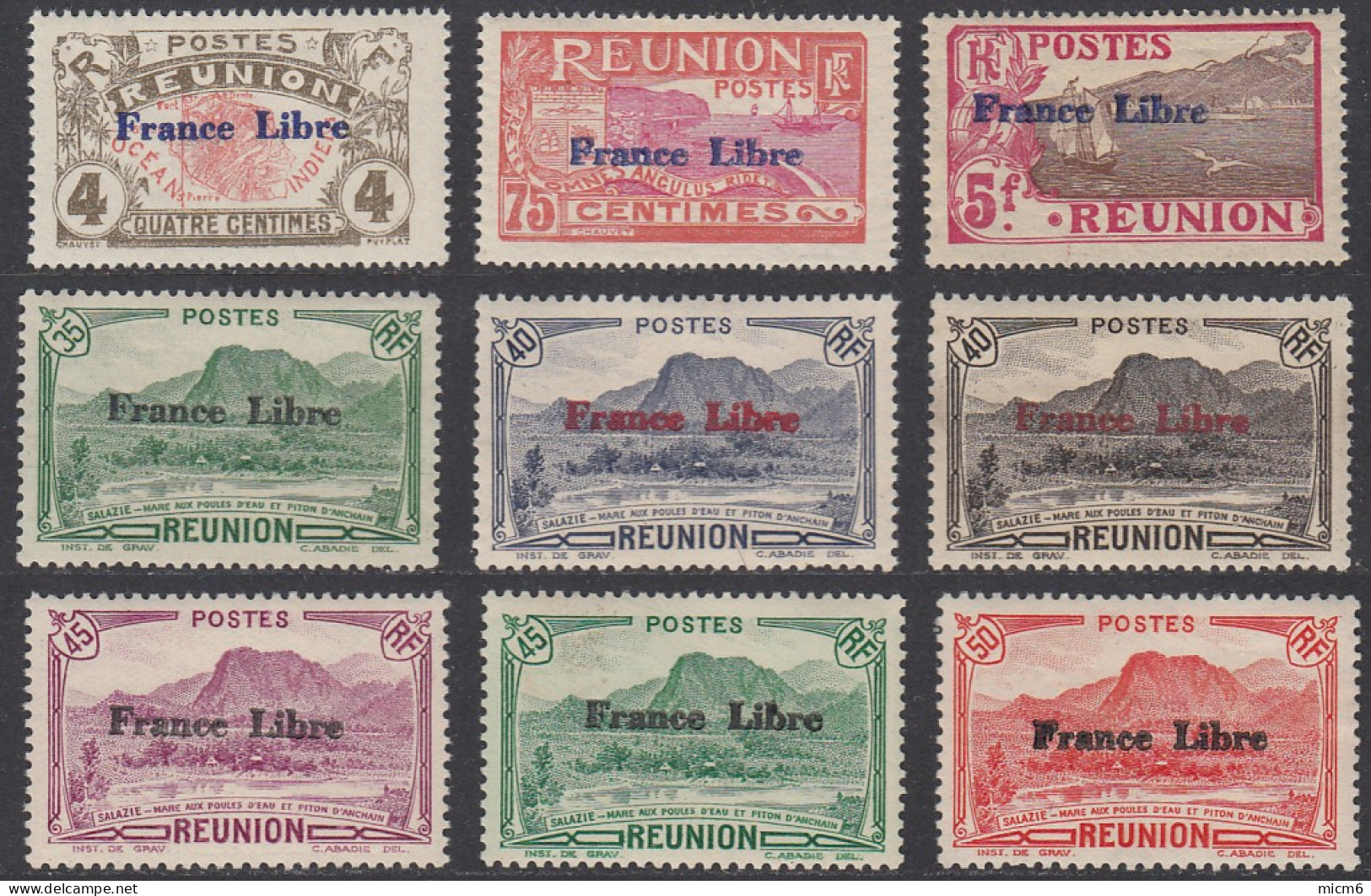 Réunion 1907-1947 - N° 187 à 232 (sauf 213 à 215) (YT) N° 194 à 239 (sauf 235 à 237) (AM) Neufs * Ou **. - Ungebraucht