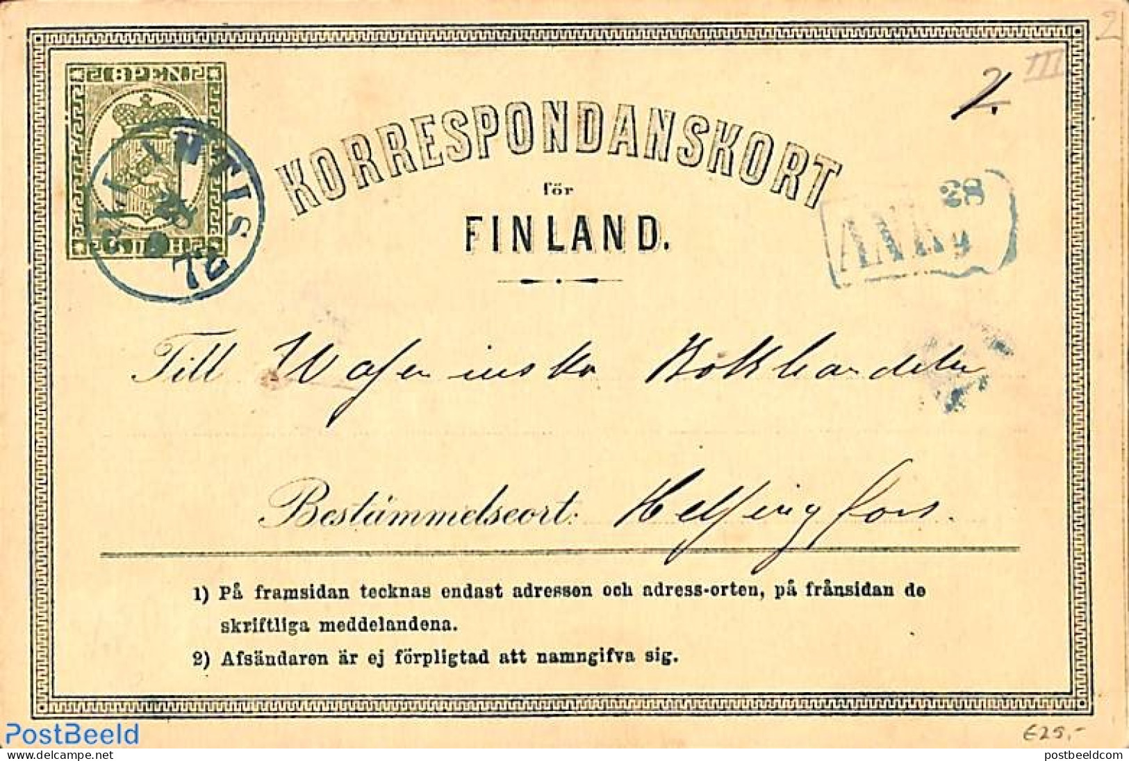 Finland 1872 Postcard 8p, Used Postal Stationary - Lettres & Documents