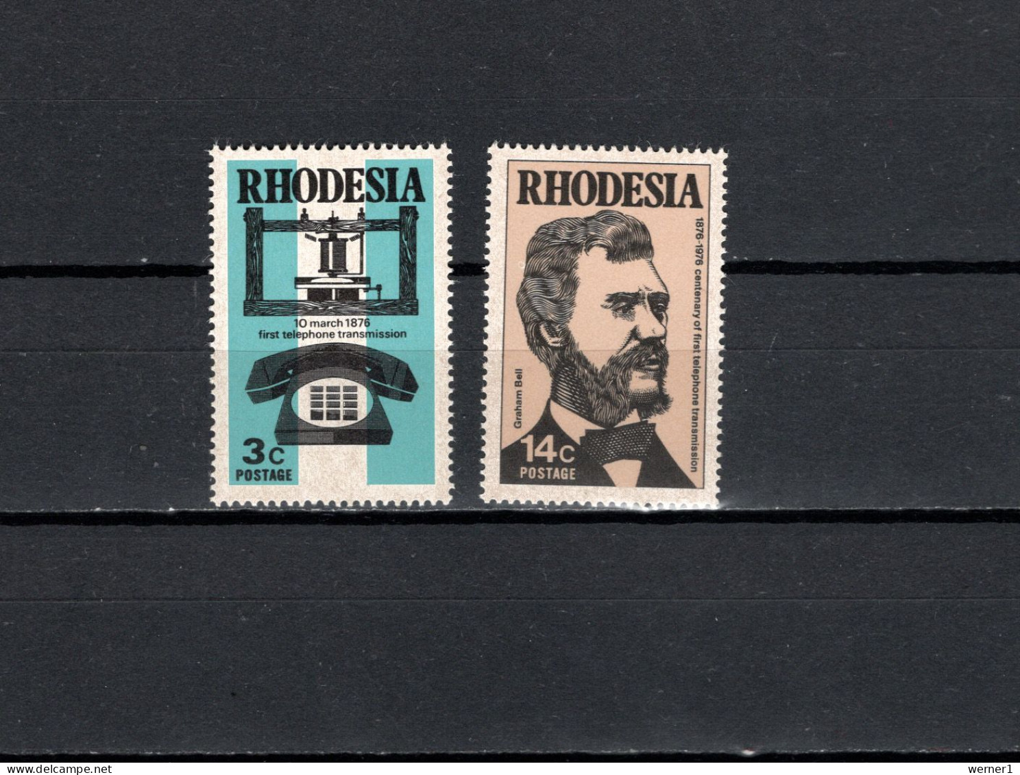 Rhodesia 1976 Space, Telephone Centenary Set Of 2 MNH - Africa