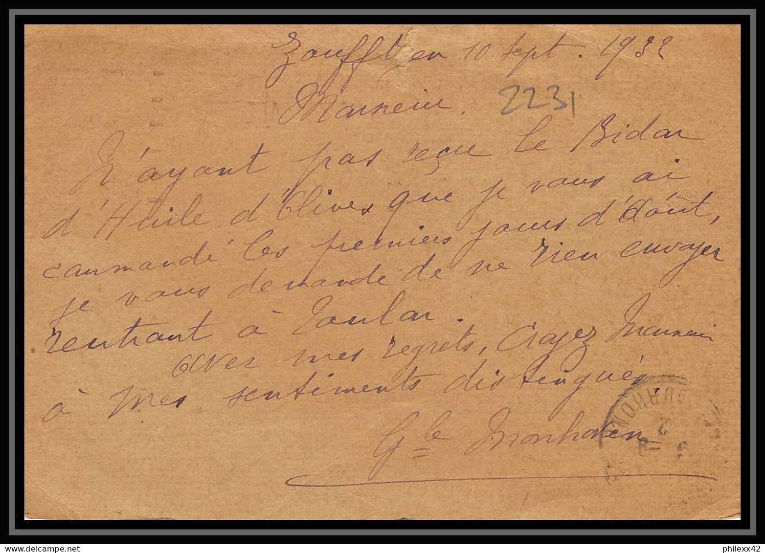 Lettre-112231 Bouches Du Rhone Carte Postale N°237 Semeuse Entier Postal Maussane-les-Alpilles Pour Mouriès 13/9/1932 - Postales Tipos Y (antes De 1995)