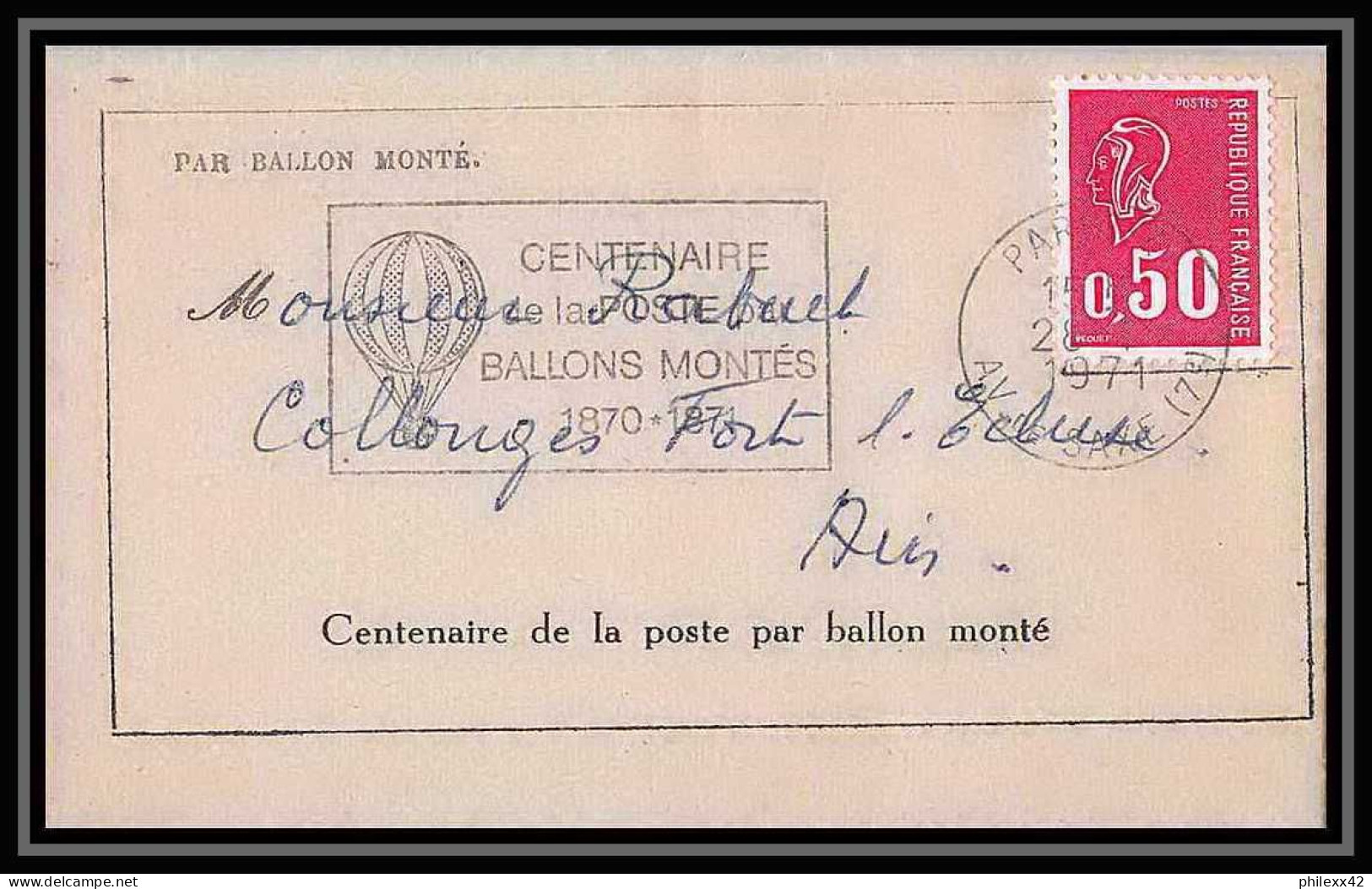 Lettre-112216-lettre Journal Centenaire De La Poste Par Ballons Montés Paris Pour Betz Oise 28/1/1871 - 1960-.... Cartas & Documentos