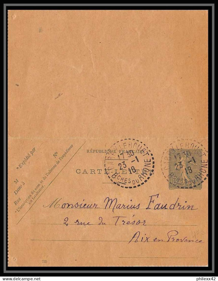 Lettre-112102 Bouches Du Rhone Entier Carte Lettre Carry-le-Rouet Pour Aix En Provence 23/1/1918 - Cartes-lettres