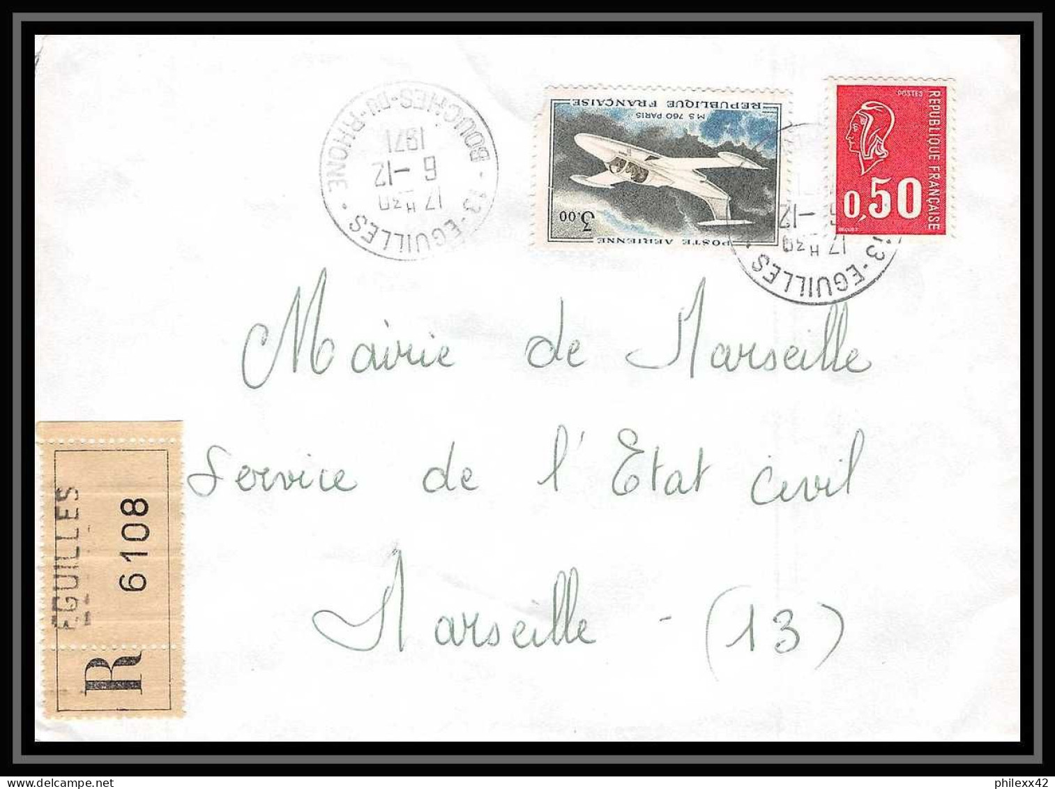 Lettre-111329 Bouches Du Rhone Poste Aerienne Pa N°29 Maurane Morane-Saulnier 3f50 Recommandé Éguilles Pour Marseille 19 - 1960-.... Covers & Documents