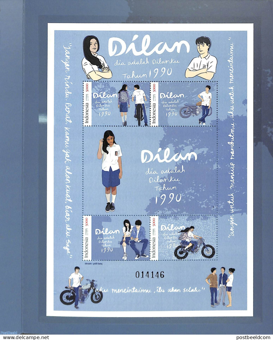 Indonesia 2018 Dilan 4v M/s, Mint NH, Performance Art - Transport - Film - Motorcycles - Film